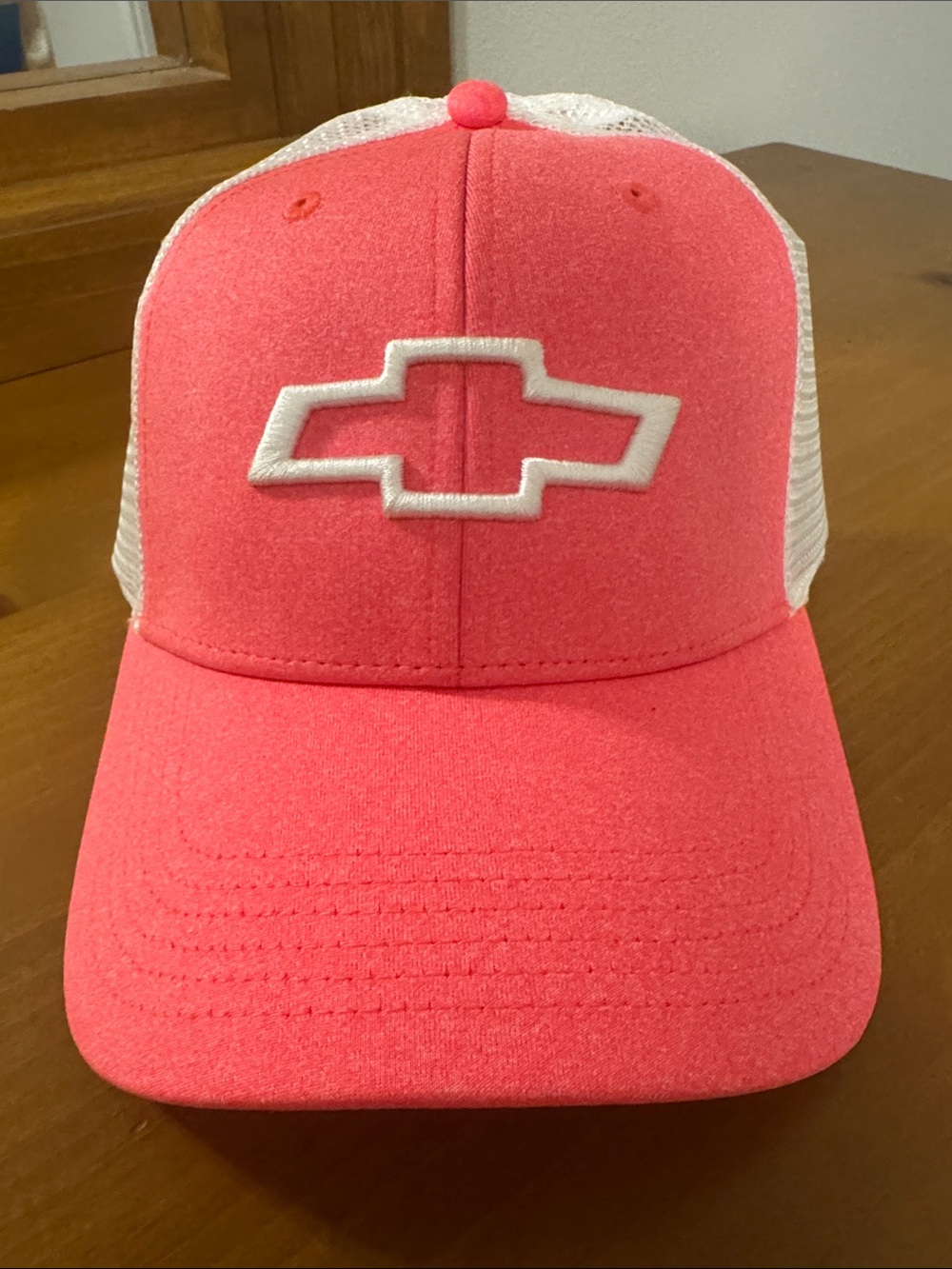 Kids Coral Pink Trucker Hat with White Bowtie